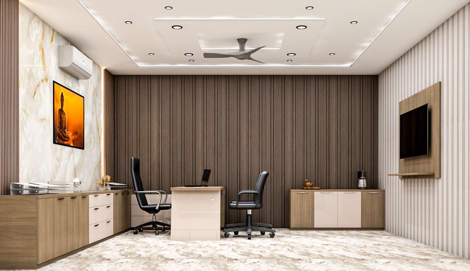 Media and meeting wall by Vastva Studio