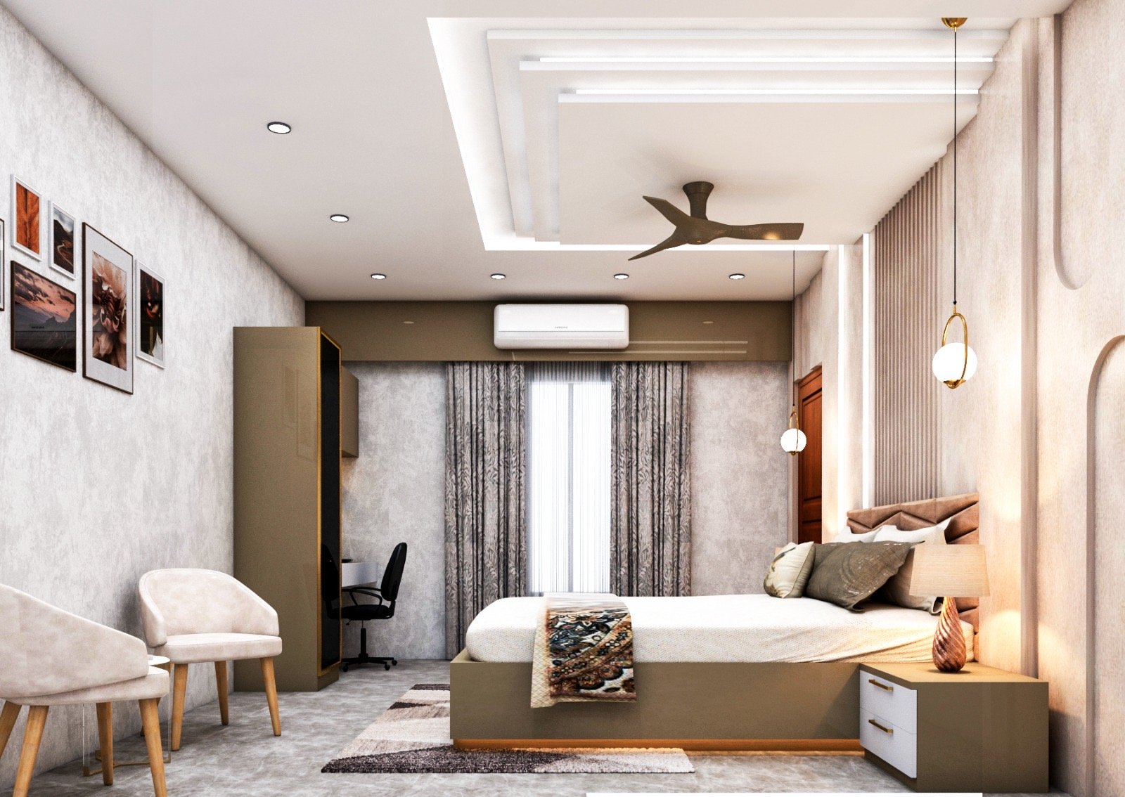 Luxury bedroom interior 3 by Vastva Studio