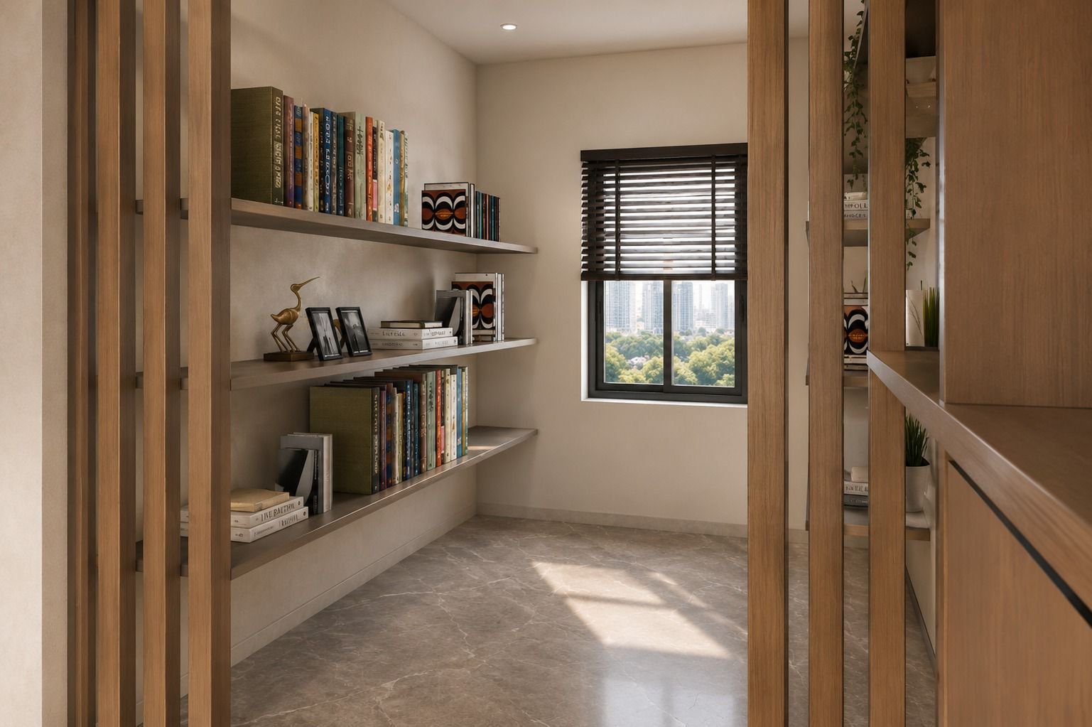 Office library and focus nook by Vastva Studio