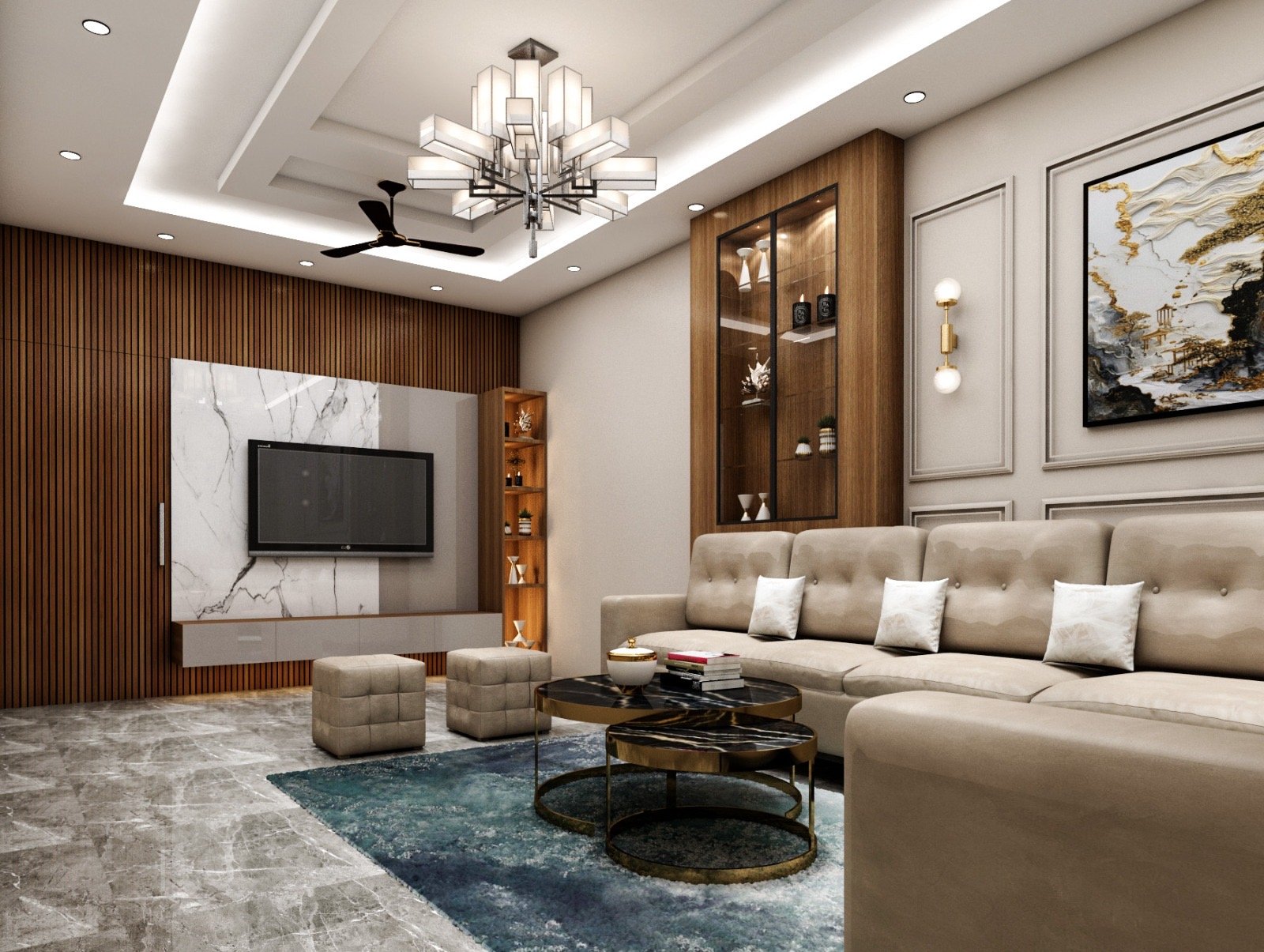 Durg client interior project: living room and wardrobe design visual reference